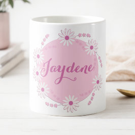 Pastel Pink Daisy Wreath Magisk Mugg