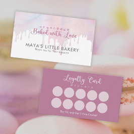 Pastel Pink Dripping Bakery Loyalty Rewards Visitkort