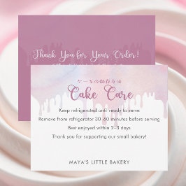 Pastel Pink Dripping Cake Care Instructions Tack Kort