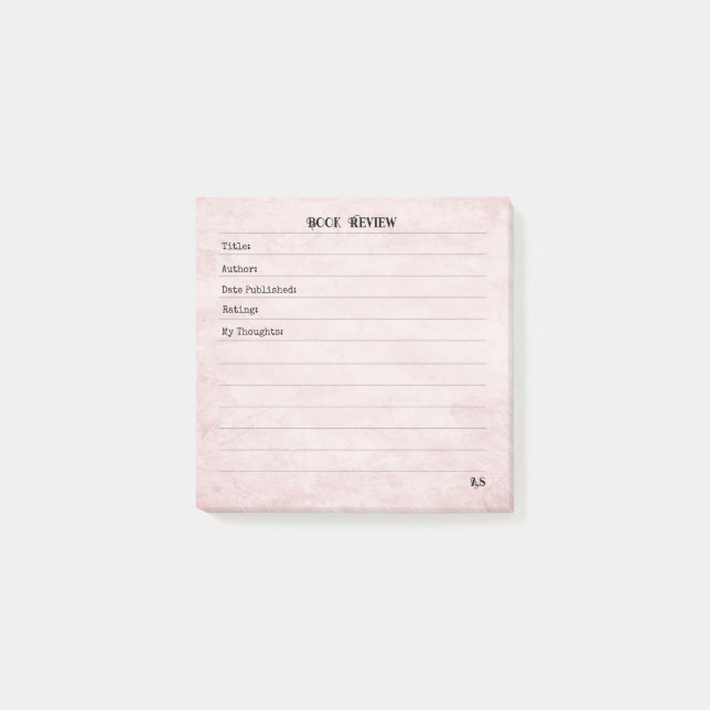 Pastel Pink Feminine Simple Modern Monogram  Post-it Block (Framsida)