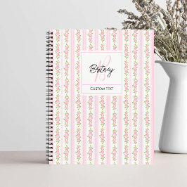 Pastel Pink Flowers and Stripes Coquette Monogram 