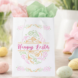 Pastel Pink Green Floral Easter Egg Happy Easter