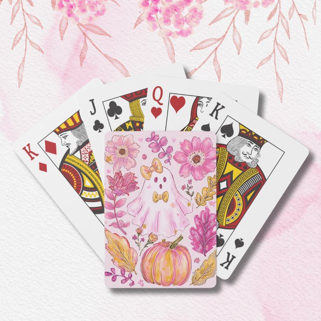 Pastel Pink Halloween Ghost Casinokort (Skapare uppladdad)