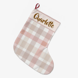 Pastel Pink Holiday Plaid | Christmas Stocking Stor Julstrumpa
