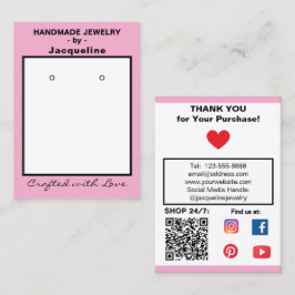 Pastel Pink Jewelry Earrings Social QR Code Visitkort