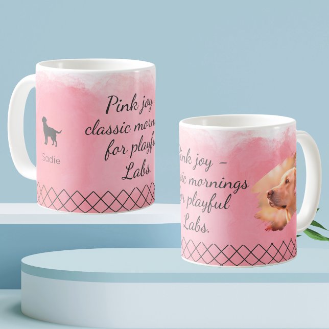 Pastel Pink Labrador Retriever Custom Photo & Name Kaffemugg (Skapare uppladdad)