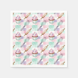 Pastel Pink & Mint Cupcake Baking Pattern Pappersservett