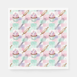 Pastel Pink & Mint Cupcake Baking Pattern Pappersservett
