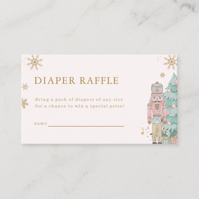 Pastel Pink Nutcracker Diaper Raffle Card Baby  Tilläggskort (Framsida)