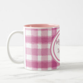 Pastel Pink Plaid Custom Två-Tonad Mugg