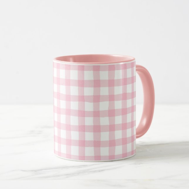 Pastel Pink Plaid – Soft Aesthetic Seamless  Mugg (Framsida höger)