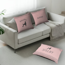 Pastel Pink Poodle  Personalized Matching Kudde