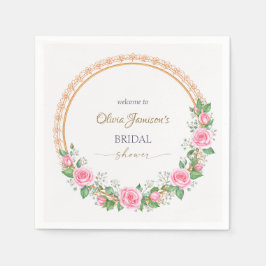 Pastel Pink Roses & Baby’s Breath Bridal Wreath Pappersservett