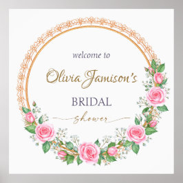 Pastel Pink Roses & Baby’s Breath Bridal Wreath Poster