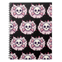 Pastel Pink Skull and Crossbones Anteckningsbok