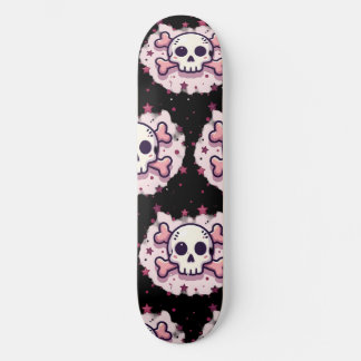 Pastel Pink Skull and Crossbones Mini Skateboard Bräda 18,5 Cm