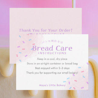 Pastel Pink Sprinkle Bread Care Instructions Tack Kort