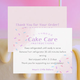 Pastel Pink Sprinkle Cake Care Instructions Tack Kort