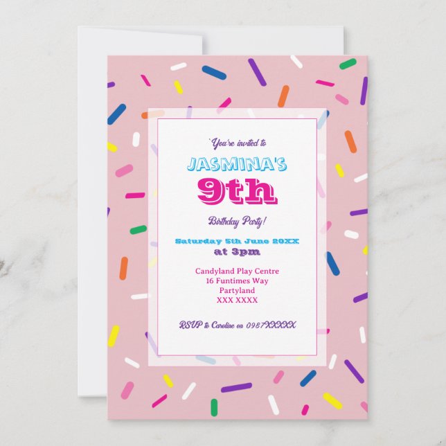 Pastel Pink Sprinkles Invitation Inbjudningar (Framsida)