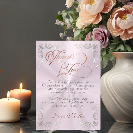 Pastel Pink - Vintage Frame & Tiara Quinceanera Tack Kort