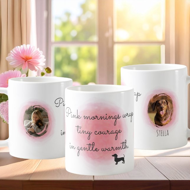 Pastel Pink Watercolor Dachshund - Custom Photo Kaffemugg (Skapare uppladdad)