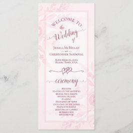 Pastel Pink Watercolor Peonies Elegant Wedding Program