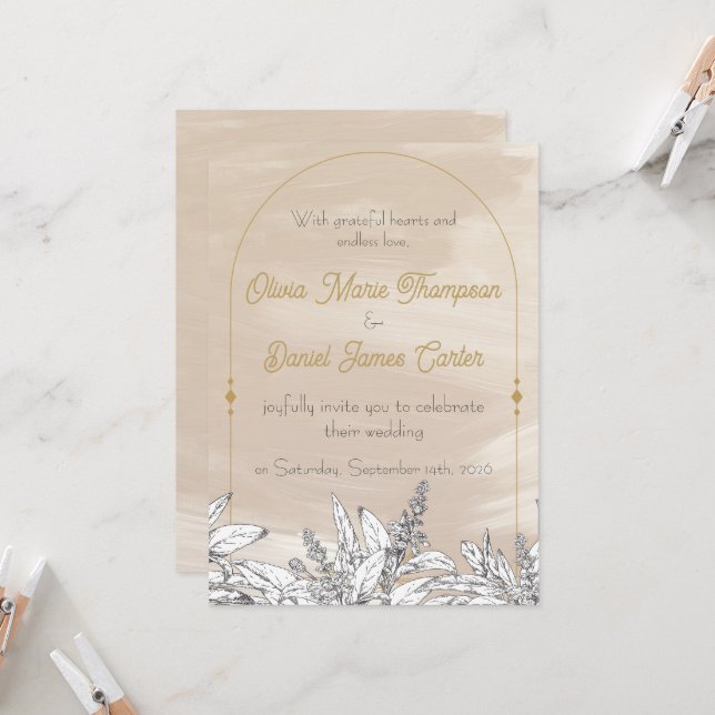 Pastel Pink Wedding Invitation Inbjudningar (Fram/Back In Situ)