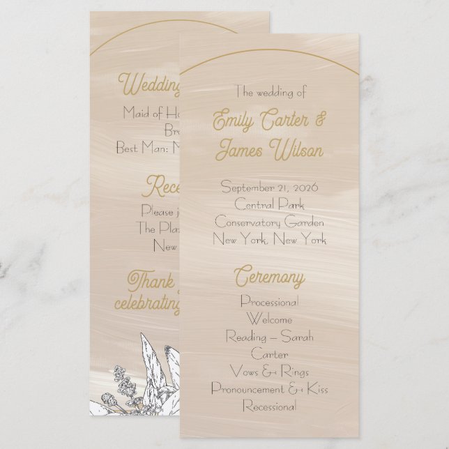 Pastel Pink Wedding Program (Fram/baksida)