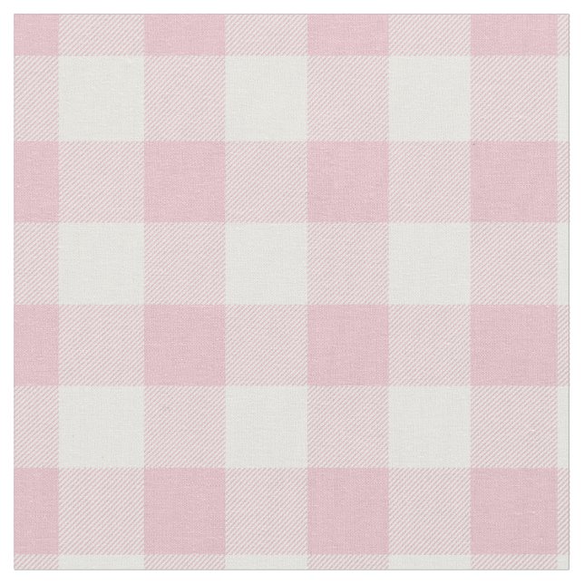Pastel Pink & White Plaid Gingham Tyg (Närbild)