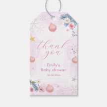 Pastel Pink Winter Snowflake Floral Baby Shower