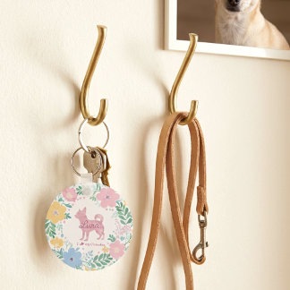 Pastel Pink Wreath Chihuahua - Custom Photo  Nyckelring