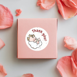 Pastel Pink Yellow Baby Dragon Thank you Stickers