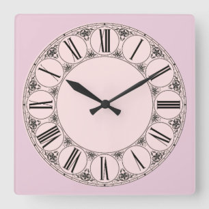 Pastel Pinks Finare Roman Numeral Ansikte Fyrkantig Klocka