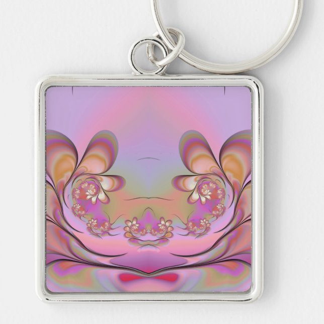 ~ PASTEL PINKS ~ KEYCHAIN FYRKANTIG SILVERFÄRGAD NYCKELRING (Framsidan)