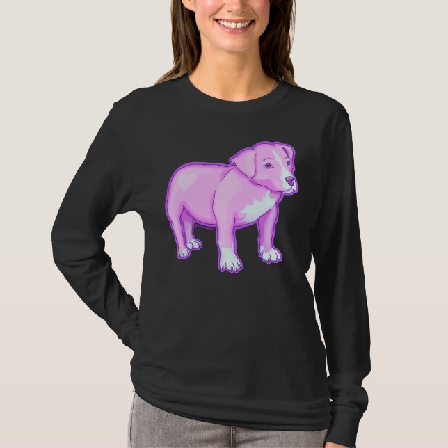 Pastel Pitbull Lila T Shirt (Framsida)