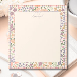 Pastel Plaid Floral Notepad with Personalization Anteckningsblock