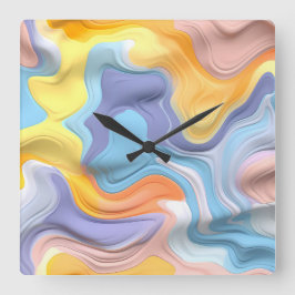 Pastel Plastic Fluid Abstrakt Fyrkantig Klocka