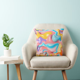 Pastel Plastic Fluid Abstrakt Kudde