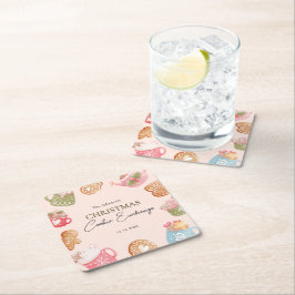 Pastel Playful Christmas Cookie Exchange Party Underlägg Papper Kvadrat