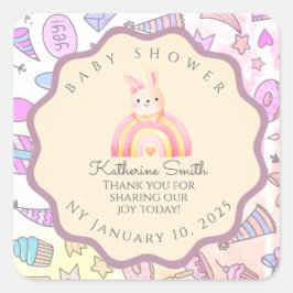 PASTEL Playful Icons Personal Touches babyshower Fyrkantigt Klistermärke