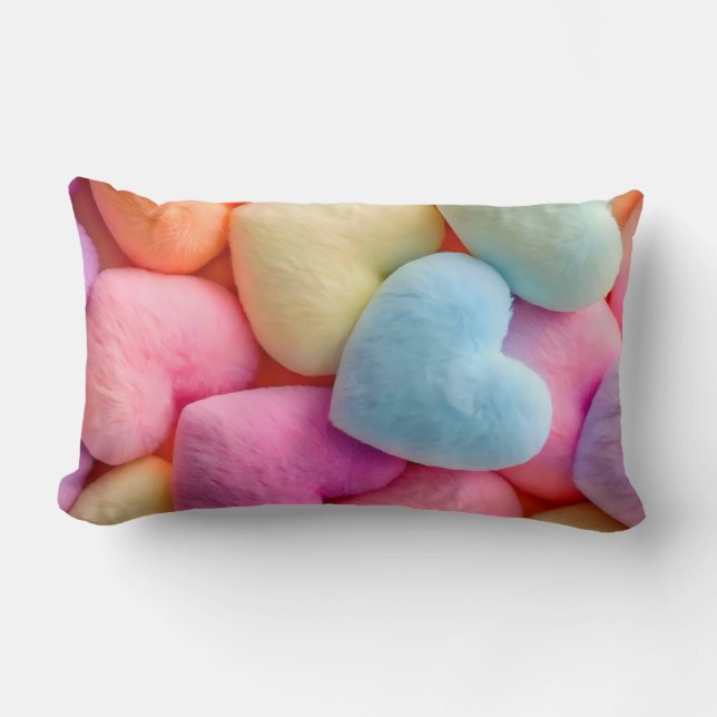 Pastel Plush Hearts Dekorativ kudde (Framsida)