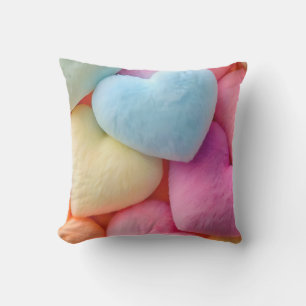 Pastel Plush Hearts Dekorativ kudde