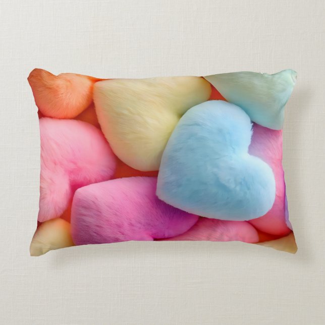 Pastel Plush Hearts Dekorativ kudde (Framsidan)