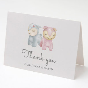 Pastel plush Leksak Baby Shower med vikt Tack Kort