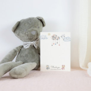 Pastel Plush Leksak Baby Shower Tack Kort