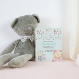 Pastel plush Leksak Virtuell Födelsedagsfest Inbjudningar