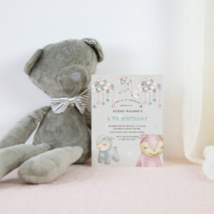 Pastel plush Leksak Virtuell Födelsedagsfest Inbjudningar