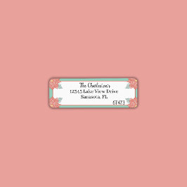 Pastel Poinsettia Pinkish Red and Soft Green Returadress Etikett