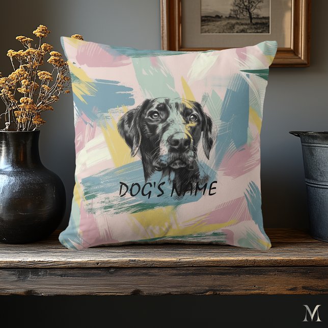 Pastel Pointer Portrait – Modern Abstract Art Kudde (Skapare uppladdad)