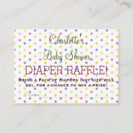 Pastel Polka Dot Baby Shower Diaper Raffle Biljett Tilläggskort